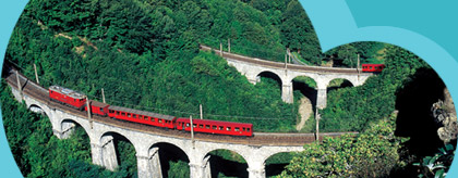 Le train passant sur l'un des viaducs de Loulla